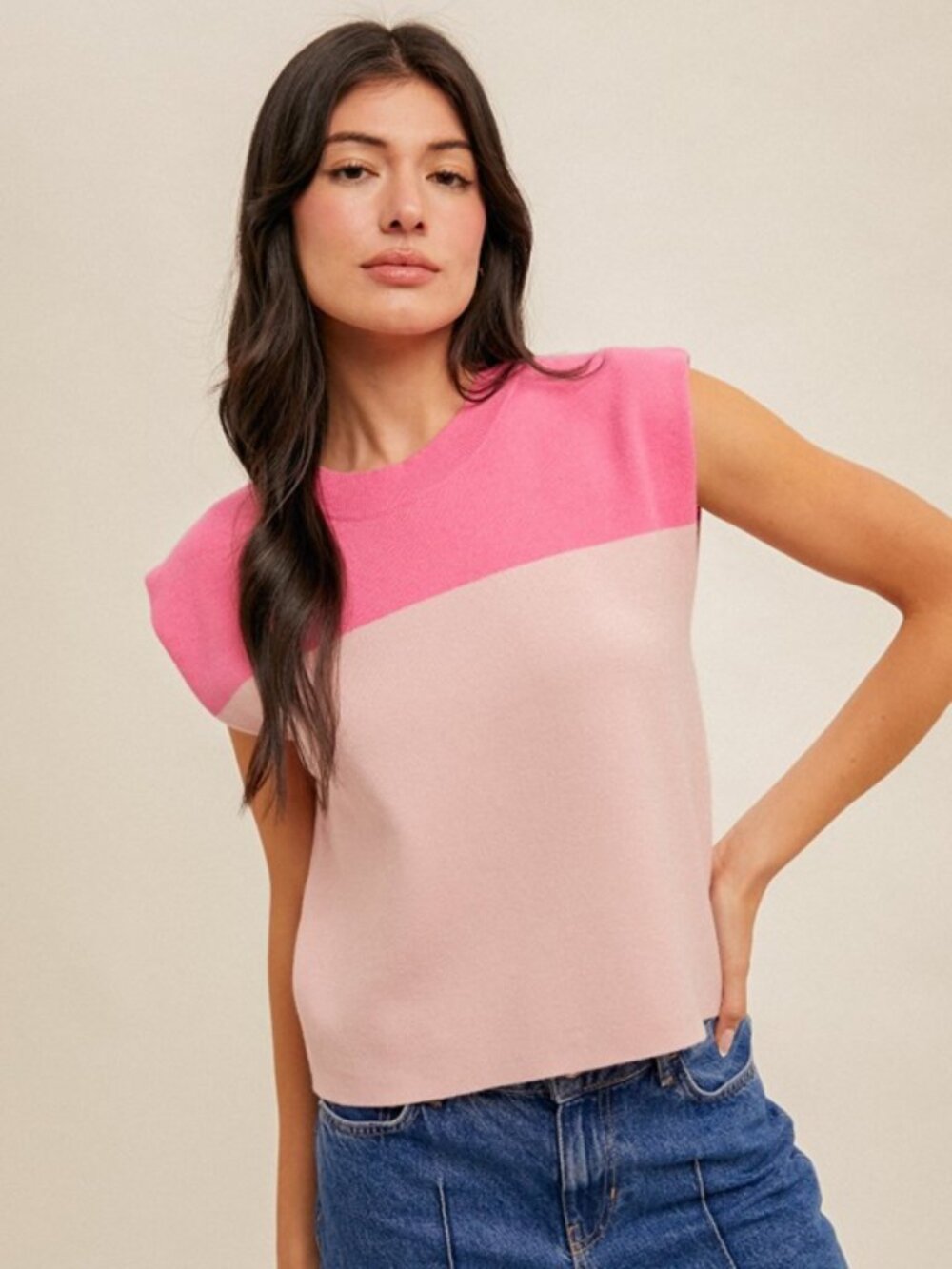 Hem & Thread Pink Colorblock Muscle Tee